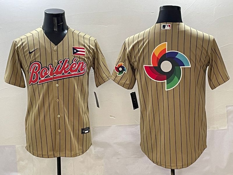 Men Puerto Rico Blank Brown Stripe Joint Name 2025 Nike MLB Jersey style 20->atlanta braves->MLB Jersey